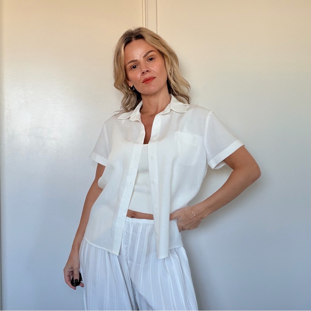 Almina Concept Short sleeve Button Down in White